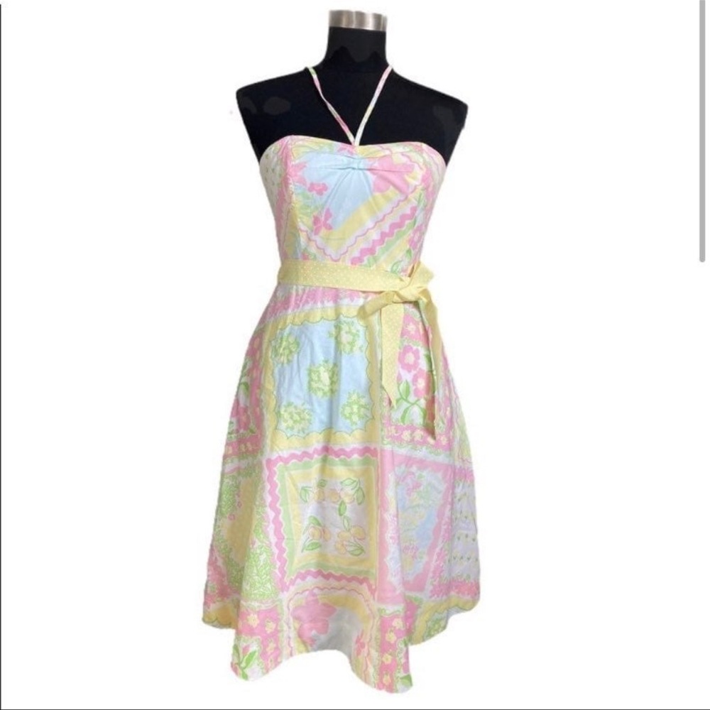 Vintage Lilly Pulitzer Patchwork Halter Dress